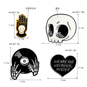 Punk noir crâne CD émail broches blanc squelette broche coeur bouton Badge Halloween Festival cadeaux sac bijoux accessoires - Product Image 6