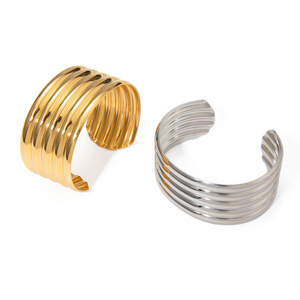 Bracelet en acier inoxydable à plusieurs couches, design géométrique, bijoux unisexes, bracelet tendance - Product Image 5