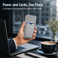 Chargeur sans fil ultra-mince portable 5000mAh Charge rapide Type-C Sac à cartes Portefeuille magnétique à l'arrière en cuir Titulaire de la carte Power Bank