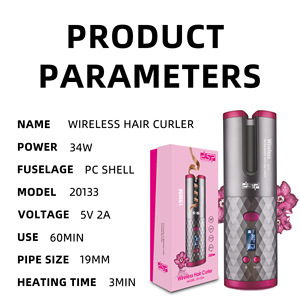 Rizador de Pelo Automático Inalámbrico Profesional Dsp con Pantalla LCD para Cabello Seco y Mojado, Rotación de 360 Grados - Product Image 2