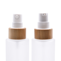 Botol Losion kaca tutup bambu kualitas tinggi 30ml 2oz botol semprot buram bening minyak esensial