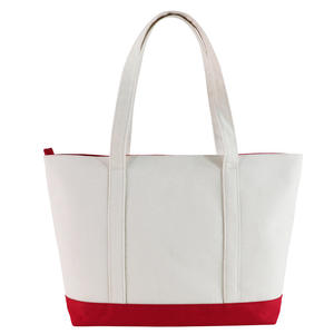 Vente en gros de sacs fourre-tout à bandoulière en toile de coton blancs de grande capacité, multi-poches, avec logo imprimé personnalisé et logo brodé - Product Image 3