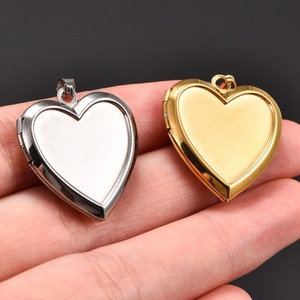 Pendentif Médaillon Cœur Mignon en Acier Inoxydable pour Photos, Collier DIY pour Femmes et Hommes, Cadre Photo Commémoratif, Breloque Chaîne, Bijou en Métal - Product Image 6