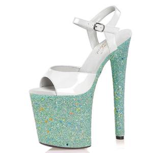 <span class=keywords><strong>Scarpe</strong></span> da Donna Sexy con <span class=keywords><strong>Tacco</strong></span> Alto 20cm, Plateau in Cristallo, per Pole Dance, Argento Luccicante, da Sposa, Esotiche - Product Image 3