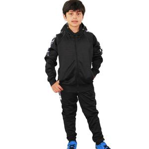 Ensemble de vêtements de sport personnalisés pour enfants Ensemble de survêtement en polyester à blocs de couleurs personnalisé Haut à capuche à col haut Joggers avec motif uni - Product Image 1