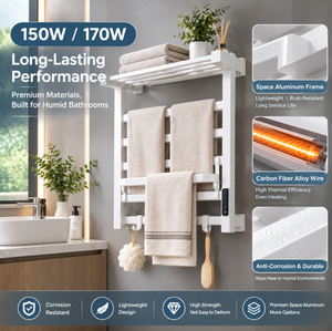 <span class=keywords><strong>Scaldasalviette</strong></span> Elettrico da Parete in Alluminio con Mensola e Gancio, <span class=keywords><strong>Scaldasalviette</strong></span> Digitale Intelligente, Asciugasalviette a Risparmio Energetico <span class=keywords><strong>per</strong></span> Bagno - Product Image 2