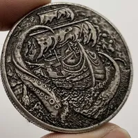 Pièces de monnaie anciennes de collection Cameo, Pièce commémorative et médaille de navigation avec motif de pirate, de pêcheur et de pieuvre, Décoration intérieure, Artisanat, Collection, Cadeau