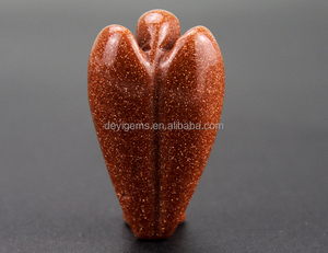 Nouvelle arrivée 1.5 pouces petit <span class=keywords><strong>goldstone</strong></span> pierres précieuses cristal ange figurines à vendre - Product Image 5