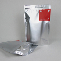 Sacs d'emballage pour vêtements en aluminium et plastique sur mesure, finition métallique argentée, avec fermeture éclair verticale