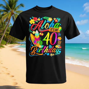 Camiseta Aloha It's My 40th Birthday Surfing Hawaiian Beach Hibiscus - Product Image 3