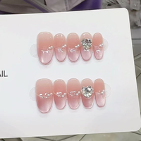 Faux ongles à presser faits main, motif ours et fraise, pour femmes et enfants, vente en gros, boîte mystère pour TikTok Live Stream