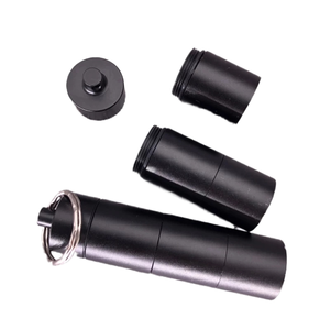 Outdoor <b>Aluminum</b> Alloy Keychain Medicine Bottle Portable Survival <b>Container</b> Black 1pc - Product Image 1