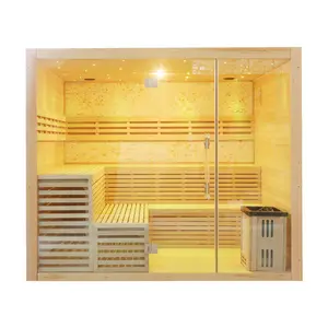 High quality Hemlock deluxe 8 person indoor steam sauna