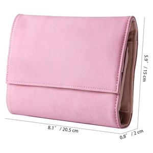 Personalizado portátil de lujo <span class=keywords><strong>plegable</strong></span> joya collar pendiente organizador rollo bolsa microfibra terciopelo <span class=keywords><strong>viaje</strong></span> joyería bolsa para mujeres niñas - Product Image 3