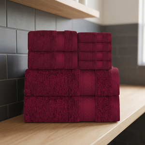 Ensemble de serviettes de bain en coton couleur bordeaux ORCHID, doux, moelleux, tissé, hypoallergénique, biologique, écologique, séchage rapide, absorbant, pour adultes - Product Image 1