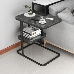 <span class=keywords><strong>Tavolino</strong></span> Laterale Moderno a Forma di C con Piano Nero, <span class=keywords><strong>Tavolino</strong></span> da Divano in Metallo per Soggiorno e Camera da Letto - Product Image 6