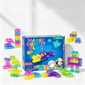 Cubos de Gel Montessori, Kit de Construcción Sensorial de TPE para Niños Pequeños, Juguete Portátil de Aprendizaje Preescolar para el Desarrollo de Habilidades de Equilibrio - Product Image 1