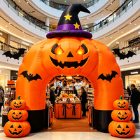 Arche de citrouille gonflable géante pour Halloween, lumières LED, étanche, alimentée par batterie, durable, installation facile pour décorations de vacances en extérieur