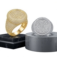 Bague Hip Hop en Cuivre et Zircon, Bijou de Doigt Géométrique Pavé, Style Urbain Unisexe pour Soirées