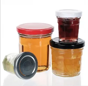 Diseño Personalizado 1Oz 3Oz 5Oz 8Oz 12Oz vidrio al por mayor jalea miel Salsa tarros embalaje con tapas