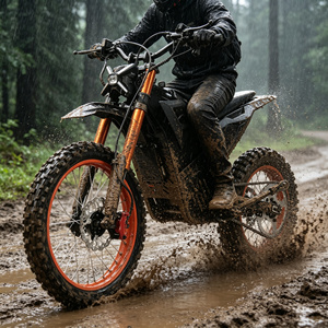 Moto électrique tout-terrain pour adulte, puissance de pointe 7000W, capacité de montée 65 degrés, fourche inversée <span class=keywords><strong>à</strong></span> rayons orange, motos électriques - Product Image 2