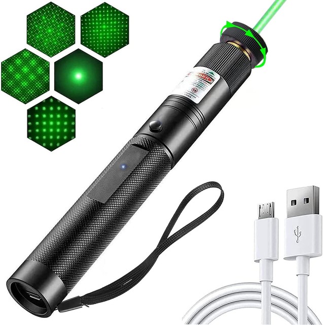 USB Laser Flashlight 303 Rechargeable Stars Green Red Pointer Light Lazer Teaching Laser Pen Type C With Built-in Battery