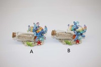 Vente en gros de tortue de mer personnalisée bouteille de sable en verre poisson tropical décor côtier bouteille de sable avec coquillage pour souvenirs de plage