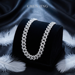 Joyería Fina Cadena de Eslabones Cubanos de Oro Blanco Sólido de 10K 14K 18K con Diamantes de Laboratorio de 6mm 8mm 10mm 12mm Corte HPHT Collar Cubano de Diamantes - Product Image 2