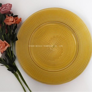 Assiette de présentation en verre écologique dorée à motif végétal pour mariage, fête, décoration d'hôtel, plateau à fruits réutilisable - Product Image 1