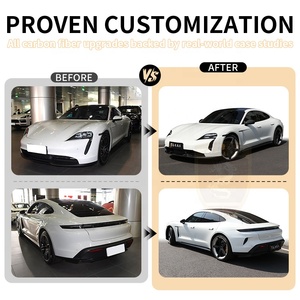 Kit carrosserie complet pour <span class=keywords><strong>Porsche</strong></span> <span class=keywords><strong>Taycan</strong></span> 2019-2023, transformation en nouveau modèle <span class=keywords><strong>Turbo</strong></span> <span class=keywords><strong>S</strong></span> GT, en carbone sec, comprenant : lèvre de pare-chocs avant, pare-chocs arrière avec évents - Product Image 2