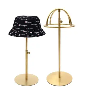 Boutique Store Double Hook Handbag Stand Scarf Display Portable Shoes Hat Holder Stand Adjustable Height Gold Hat Display Rack