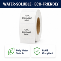 Étiquettes thermiques dissolvables durables zéro déchet 2020 mm 1000 pièces/rouleau autocollants auto-adhésifs solubles dans l'eau