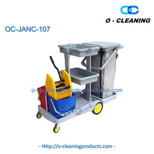 Chariot de nettoyage commercial O-Cleaning à 3 étagères, chariot de personnel d'entretien avec sac Oxford sur roues, chariot à outils de nettoyage haute capacité - Product Image 2