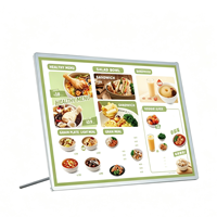 Boîte à lumière LED ultra-mince en verre à encastrer, verticale, pour comptoir de bar, affichage lumineux pour affiches, publicité commerciale en magasin