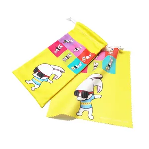 Изготовление на заказ Печать логотипа сумка из микрофибры Детские очки сумочка на завязках, аксессуары для глаз, солнцезащитные очки для хранения оптические очки упаковка HSQ-1100