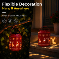 Lanterne en métal de style vintage, lampe à vent portative avec LED blanc chaud, couleurs rouge et verte pour la décoration intérieure/extérieure des fêtes