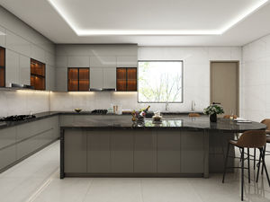 Gabinetes de Cocina Modernos Personalizables con Encimera con Patrón de Mármol, Diseño Funcional, Estilo Calmado y Elegante para Apartamento - Product Image 5