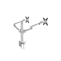 2 supports pour moniteur support de bureau ressort à gaz double support métallique noir blanc bras de moniteur argenté