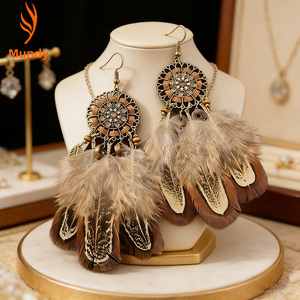 Boucles d'oreilles en plumes de attrape-rêves en bronze antique, bijoux fantaisie bohèmes faits à la main, accessoires d'oreille pour cadeau pour <span class=keywords><strong>elle</strong></span> - Product Image 4