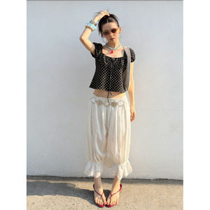 Nouvelle Arrivée 2026 – Pantalon Court <span class=keywords><strong>Femme</strong></span> Blanc à Bordure Dentelle, Coupe Décontractée, <span class=keywords><strong>Taille</strong></span> <span class=keywords><strong>Élastique</strong></span>, Ourlet Volanté - Product Image 3