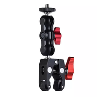 Support de fixation universel pour caméra et moniteur avec pince crabe à double rotule, adaptateur GoPro et fixation pour bras articulé, 1/4 pouce