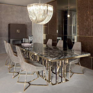 Ensemble de table et chaises de salle à manger de luxe, design moderne, plateau noir, 8 places, taille D - Product Image 5