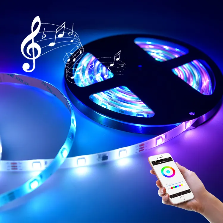 5050 RGB LED Strip Light Set 10 Meters  Wifi Smart Digital Music Sync Flexible LED Strip Light With Remote