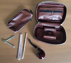 Kit Completo per Pipa da Fumo con Custodia <span class=keywords><strong>Artigianale</strong></span> in PU, Borsa per Tabacco da Pipa - Product Image 5