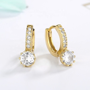 Fashion <strong>Solid</strong> 925 Sterling <strong>Silver</strong> White Paved Crystal <strong>Hoop</strong> <strong>Earrings</strong> for Women Jewelry - Product Image 5