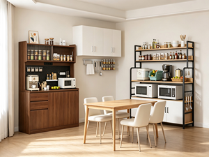Étagère de <span class=keywords><strong>cuisine</strong></span> polyvalente multifonctionnelle en bois pour <span class=keywords><strong>micro</strong></span>-ondes et îlots/chariots de rangement - Product Image 2