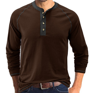 Magliette Henley da <span class=keywords><strong>uomo</strong></span> per autunno e inverno, T-shirt a maniche lunghe da <span class=keywords><strong>uomo</strong></span>, Magliette intime da esterno per il commercio estero - Product Image 2