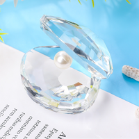 Boîte à bijoux en cristal K9 avec perle, boîte à bibelots en coquillage de cristal facetté pour cadeau de mariage, décoration de table à domicile, personnalisable