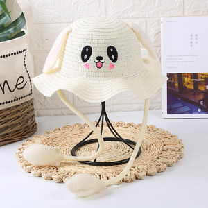 Verano niños conejo cubo gorra orejas móviles sombreros de paja UV Protevtion <span class=keywords><strong>Tigre</strong></span> sombrero para el sol sombrero de playa - Product Image 4