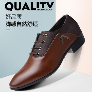 Hochgeschlossene Spitze Schuhe mit Stickerei 38-48 PU EVA Gummi Schwarz Echtleder <span class=keywords><strong>Highcut</strong></span> Formelle Herren Lederschuhe - Product Image 5
